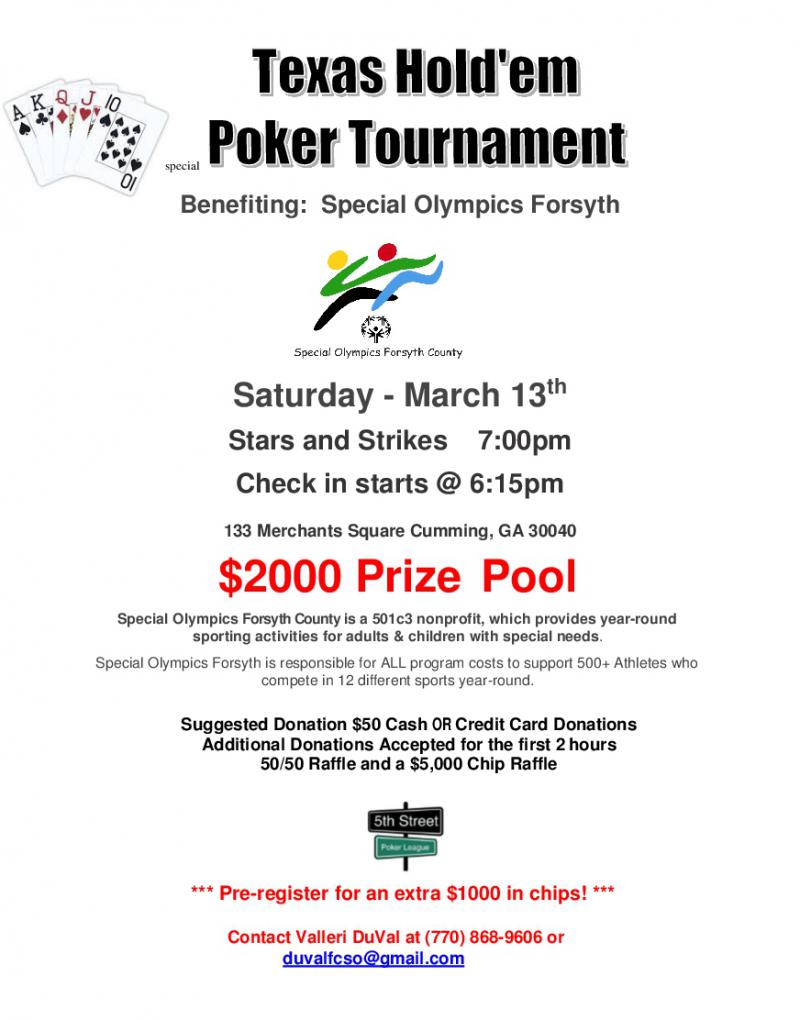 Special Olympics Forsyth County - Stars and Strikes at 5thstreetpoker.com